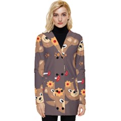 Bears-vector-free-seamless-pattern1 Button Up Hooded Coat 