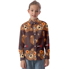 Bears-vector-free-seamless-pattern1 Kids  Long Sleeve Shirt by webstylecreations