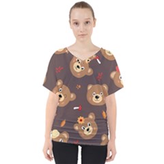 Bears-vector-free-seamless-pattern1 V-neck Dolman Drape Top by webstylecreations