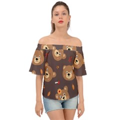 Bears-vector-free-seamless-pattern1 Off Shoulder Short Sleeve Top by webstylecreations