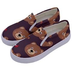 Bears-vector-free-seamless-pattern1 Kids  Canvas Slip Ons by webstylecreations