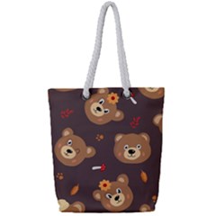 Bears-vector-free-seamless-pattern1 Full Print Rope Handle Tote (small)