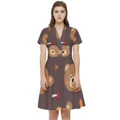 Bears-vector-free-seamless-pattern1 Short Sleeve Waist Detail Dress