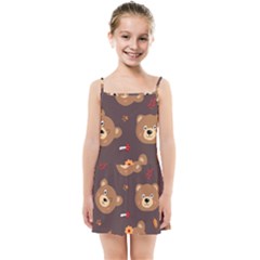 Bears-vector-free-seamless-pattern1 Kids  Summer Sun Dress by webstylecreations