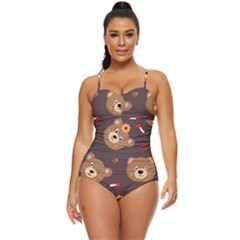 Bears-vector-free-seamless-pattern1 Retro Full Coverage Swimsuit