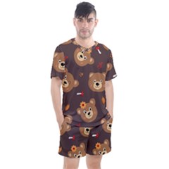 Bears-vector-free-seamless-pattern1 Men s Mesh Tee And Shorts Set