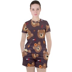 Bears-vector-free-seamless-pattern1 Women s Tee And Shorts Set