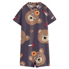 Bears-vector-free-seamless-pattern1 Kids  Boyleg Half Suit Swimwear by webstylecreations