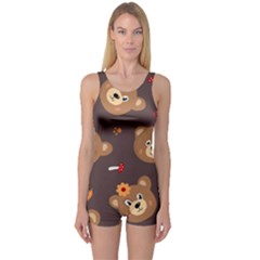 Bears-vector-free-seamless-pattern1 One Piece Boyleg Swimsuit by webstylecreations