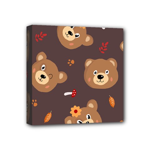 Bears-vector-free-seamless-pattern1 Mini Canvas 4  X 4  (stretched) by webstylecreations