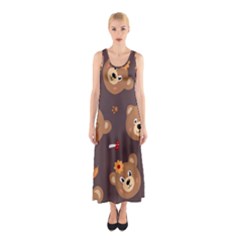 Bears-vector-free-seamless-pattern1 Sleeveless Maxi Dress