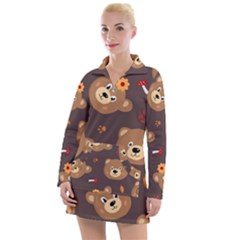 Bears-vector-free-seamless-pattern1 Women s Long Sleeve Casual Dress by webstylecreations