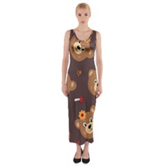 Bears-vector-free-seamless-pattern1 Fitted Maxi Dress by webstylecreations