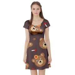 Bears-vector-free-seamless-pattern1 Short Sleeve Skater Dress