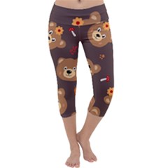 Bears-vector-free-seamless-pattern1 Capri Yoga Leggings by webstylecreations