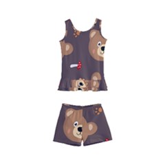 Bears-vector-free-seamless-pattern1 Kids  Boyleg Swimsuit by webstylecreations