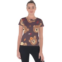 Bears-vector-free-seamless-pattern1 Short Sleeve Sports Top  by webstylecreations