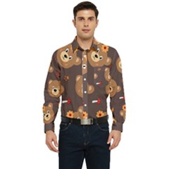 Bears-vector-free-seamless-pattern1 Men s Long Sleeve Pocket Shirt  by webstylecreations