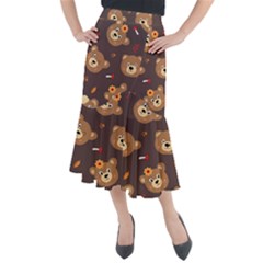 Bears-vector-free-seamless-pattern1 Midi Mermaid Skirt by webstylecreations