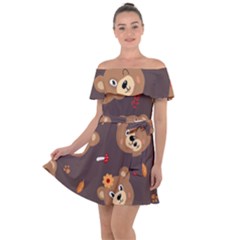Bears-vector-free-seamless-pattern1 Off Shoulder Velour Dress by webstylecreations