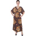 Bears-vector-free-seamless-pattern1 V-Neck Boho Style Maxi Dress View1