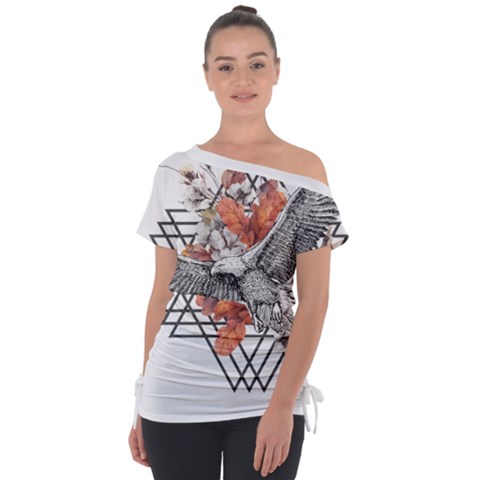 Boho Eagle  Off Shoulder Tie-up Tee by webstylecreations