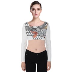 Boho Eagle  Velvet Long Sleeve Crop Top by webstylecreations