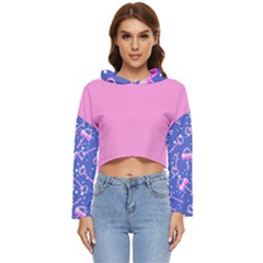 Pink Key Love Women s Lightweight Cropped Hoodie