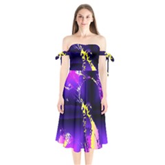 Garth Shoulder Tie Bardot Midi Dress by MRNStudios