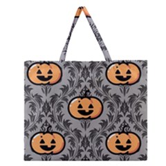 Pumpkin Pattern Zipper Large Tote Bag by InPlainSightStyle