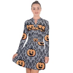 Pumpkin Pattern Long Sleeve Panel Dress by InPlainSightStyle