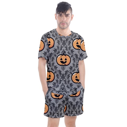 Pumpkin Pattern Men s Mesh Tee And Shorts Set by InPlainSightStyle