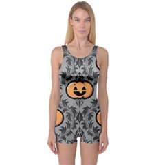 Pumpkin Pattern One Piece Boyleg Swimsuit by InPlainSightStyle