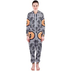 Pumpkin Pattern Hooded Jumpsuit (ladies)  by InPlainSightStyle