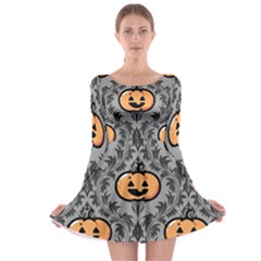 Pumpkin Pattern Long Sleeve Skater Dress by InPlainSightStyle