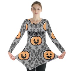 Pumpkin Pattern Long Sleeve Tunic  by InPlainSightStyle