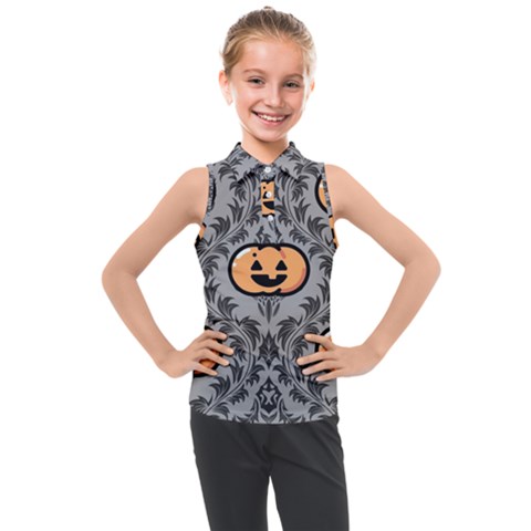 Pumpkin Pattern Kids  Sleeveless Polo Tee by InPlainSightStyle