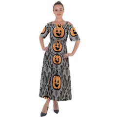 Pumpkin Pattern Shoulder Straps Boho Maxi Dress 