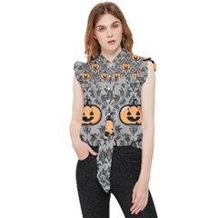 Pumpkin Pattern Frill Detail Shirt by InPlainSightStyle