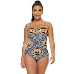 Pumpkin Pattern Retro Full Coverage Swimsuit