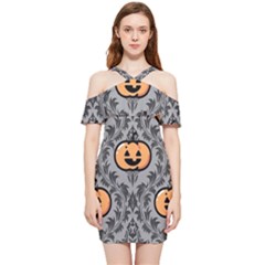Pumpkin Pattern Shoulder Frill Bodycon Summer Dress by InPlainSightStyle