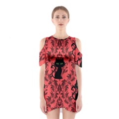 Cat Pattern Shoulder Cutout One Piece Dress by InPlainSightStyle