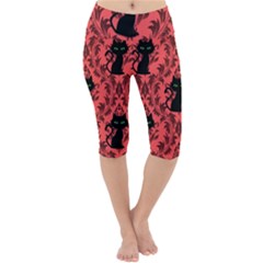 Cat Pattern Lightweight Velour Cropped Yoga Leggings by InPlainSightStyle