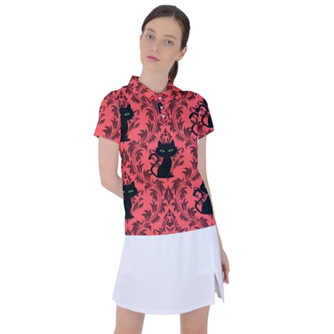 Cat Pattern Women s Polo Tee by InPlainSightStyle