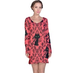 Cat Pattern Long Sleeve Nightdress by InPlainSightStyle