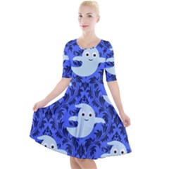 Ghost Pattern Quarter Sleeve A-line Dress by InPlainSightStyle