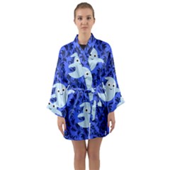 Ghost Pattern Long Sleeve Satin Kimono by InPlainSightStyle