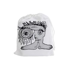 Weird Fantasy Creature Drawing Drawstring Pouch (large)
