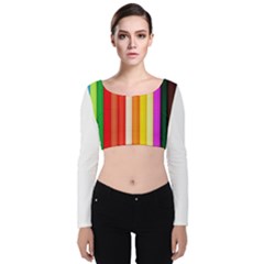 Ultimate Vibrant Velvet Long Sleeve Crop Top by hullstuff