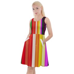 Ultimate Vibrant Knee Length Skater Dress With Pockets by hullstuff